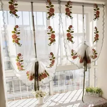 Готовая занавеска из хлопка и льна без перфорации, плавающее окно с подъемом римских жалюзи, затенение, пряжа для занавесок для перегородки гостиной 83x115cm белый