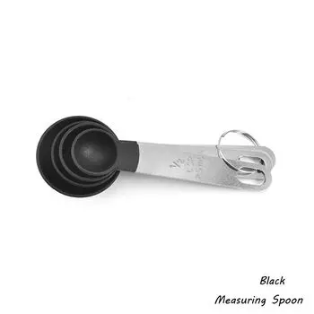 Готовка Нержавеющая сталь С шкалой Мерная ложка Кухонные гаджеты Совок для муки Мерные чашки black-Measuring Spoon
