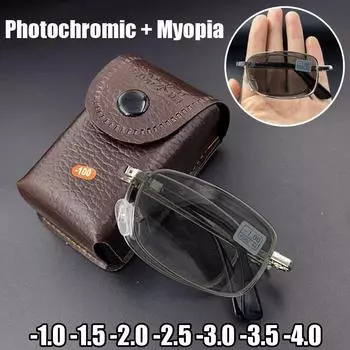 Готовые фотохромные солнцезащитные очки для очков с отрицательными оптическими свойствами, унисекс, очки для близорукости с защитой от ультрафиолета, оптические очки по рецепту с диоптриями -1.0 серебряный