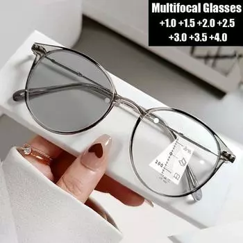 Готовые фотохромные солнцезащитные очки для пресбиопии, модные уличные прогрессивные мультифокальные очки, очки для дальнозоркости по рецепту 0