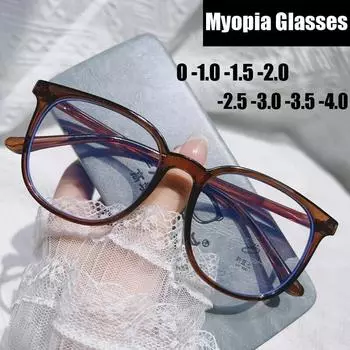 Готовые очки с защитой от синего света, модные трендовые круглые очки для близорукости, оптические очки по рецепту, очки для близорукости от 0 до -4,0 0