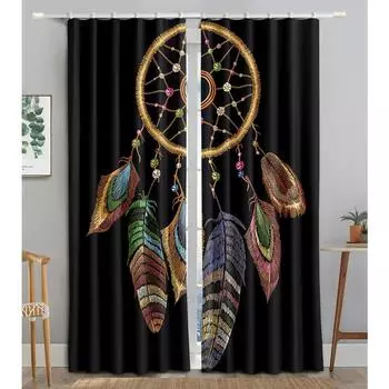 Готовые роскошные шторы на окна в виде ловца снов с тентом для детей, спальни, гостиной, ванной комнаты, кухни, двери для прихожей Home2Pieces W50 X H130(CM)X2&Hook