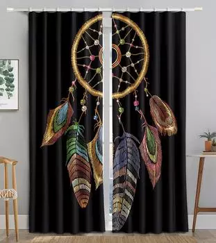 Готовые роскошные шторы на окна в виде ловца снов с тентом для детей, спальни, гостиной, ванной комнаты, кухни, двери для прихожей Home2Pieces W50 X H130(CM)X2&Hook