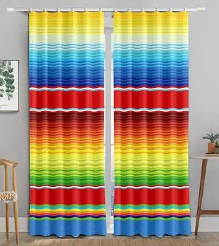 Готовые тонкие занавески на окна с изображением радуги и солнца для детей, спальни, гостиной, ванной комнаты, кухни, двери, зала, домашнего декора, 2 шт. W50 X H130(CM)X2&Hook