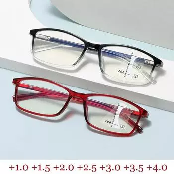 Готовые женские и мужские очки для пресбиопии с диоптриями, антисиним светом, прогрессивные бифокальные очки для чтения, мультифокальные очки +1.0 синий