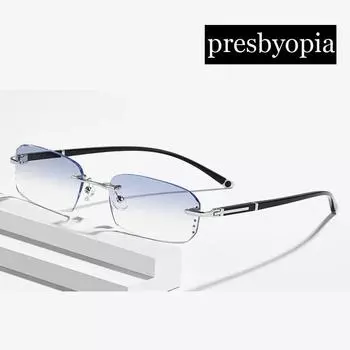 Готовые женские и мужские очки для пресбиопии, сверхлегкие синие светоблокирующие очки без оправы для дальнозоркости, роскошные женские очки для чтения +1.0