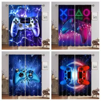 Готовый игровой контроллер для видеоигр и цифровой 3D-печати для спальни, гостиной, оконных штор, 2 панели W50H130(CM)x2&Hook