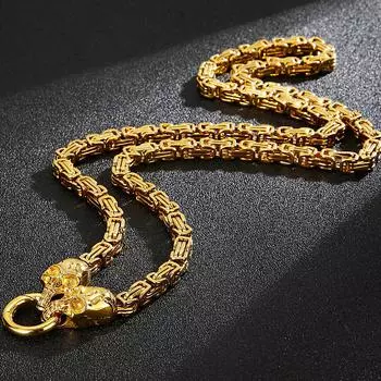 Готское мужское ожерелье с черепом и лицом, ювелирные изделия в стиле панк из нержавеющей стали, ширина 6 мм, длинная цепочка 28,3 дюйма, ожерелья, подарки на Хэллоуин для гостей 72CM