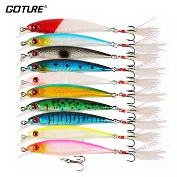 Goture 10 шт. воблеры рыболовная приманка гольян с перьями для ловли карпа искусственная приманка рыболовные снасти 13 см 7,4 г