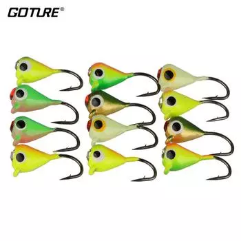 Goture 12 шт. 1 г 1,4 см приманка для зимней рыбалки джиг для зимней рыбалки поддельные искусственные приманки рыболовные снасти