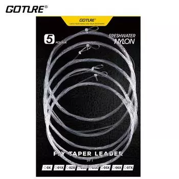 Goture 5 шт./пакет, 2,74 м/9 футов, пресноводная стальная головка/лосось, нейлоновая коническая леска для ловли нахлыстом, размер 0X-7X, 1,8-16 фунтов