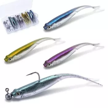 Goture Drop Shot Soft Lures for Saltwater and Freshwater 4 with 1g Jig Heads Pack of 40 Minnows, Fishing, 1.8g Worm, 7cm/2.75in, Colors, (10 Pieces),