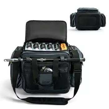 Goture Fishing Большой пояс для удилища 600D EVA 3D Снасти для рыбалки на плечо Прочные и водоотталкивающие рыболовные инструменты Langan Бутылка для хранения Mountain Dark темно-серого