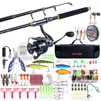 Goture Fishing Set Spinning Rod 3000 Fishing Rod Set Throw Fishing Rod Portability Storage Swing Type Throw Fishing Breakwater River Lake Freshwater