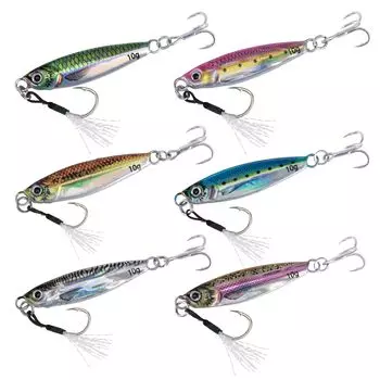 Goture Metal Jig Jigging Sea Fishing Boat Fishing Metal Jig Set Lure Slow Jigging Luminous Surf Blue Fish Hairtail Seabass Flounder Rich 6 Colors 80g