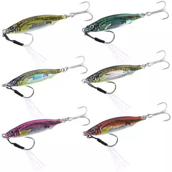 Goture Metal Jig Set of 6 30g Jigging Sea Fishing Boat Fishing Metal Jig Set Lure Slow Jigging Luminous Surf Blue Fish Hairtail Sea Bass Flounder