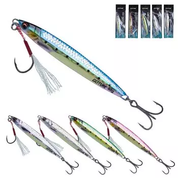 GOTURE Metal Jig with Triple Hook Jig Metal Jig Set Jig Sabiki Lure 5 Colors 80g 12.6cm