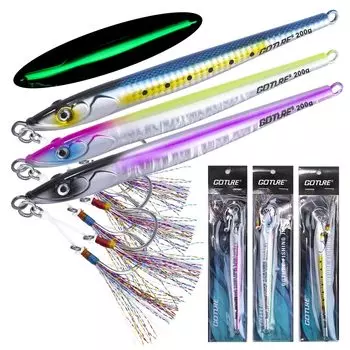 Goture Metal Set of Available in 3 Luminous Long Metal Rapid Realistic 3D Center Fishing Hard Long Sea Boat Fishing Red Sea Sea Deep Sea Suitable for