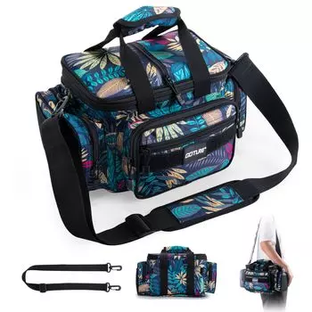 Goture Рыболовная Сумка для Рыбалки с Отделением для Удилища Водонепроницаемая Сумка для Снастей Наплечная Многофункциональная Рыболовная Большая Сумка для Хранения Рыболовного Снаряжения Лист для Пеших Прогулок и Активного Отдыха