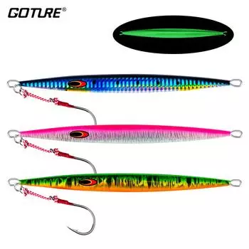 Goture светящаяся приманка для джиггинга, металлическая ложка, джиг для свинца, жесткая искусственная приманка для глубоководной рыбы, 80 г, 100 г, 150 г, 1 шт./3 шт.