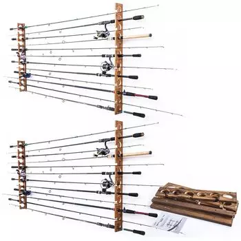 Goture Wall Mounted Rod Stand Instruction Manual Natural Solid Fishing Rod Storage Rod Holder Compact Rod Stand Wooden Easy to Assemble Fishing Rod