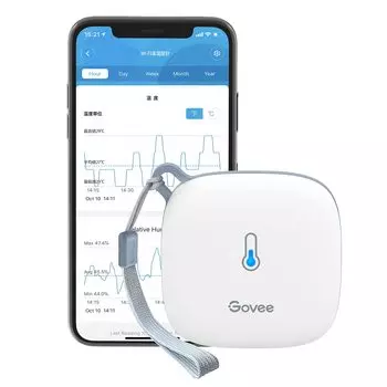 Govee WiFi Термометр Гигрометр Высокоточный Беспроводной Цифровой Термометр и Гигрометр Управление Температурой и Влажностью со Смартфона с Оповещением белый