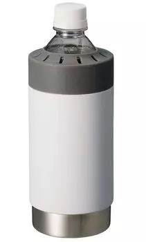 Gowell Cold Insulated PET Bottle Holder Vacuum 2 Layer Cold Insulated Direct Drinking Stainless Steel Thermo Tumbler Mug 2way Stylish Matte White