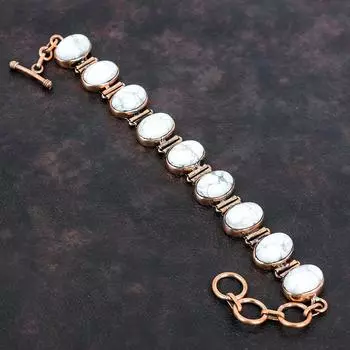 Говлитовый браслет Медный браслет Регулируемый браслет-цепочка Медные украшения Браслет ручной работы Ювелирные изделия из драгоценных камней Уникальный браслет Подарок на помолвку