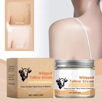 Говяжий жир для кожи: Говяжий жир ручной работы для лица - органический бальзам из взбитого говяжьего жира и меда, выращенного на травяном откорме, увлажняющий крем для лица, мягкий и нежный