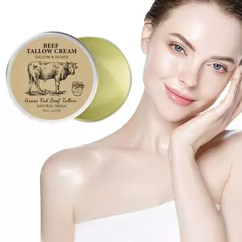 Говяжий жир, говяжий жир для кожи, увлажняющий крем для лица с жиром, органический говяжий жир без запаха, крем для лица с взбитым жиром от коров травяного откорма, 70 г жёлтый