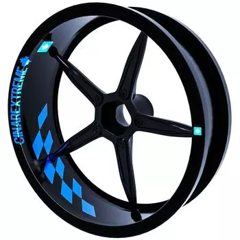 Gp Flag Checkered Design Azur Blue Inner Rim Tape Wheel Stripes Decals Sticker CinarExtreme