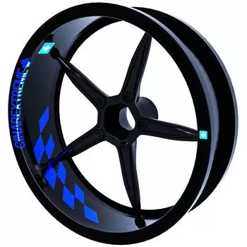 Gp Flag Клетчатый дизайн Светоотражающий синий внутренний обод Лента Колесо в полоску Наклейка CinarExtreme