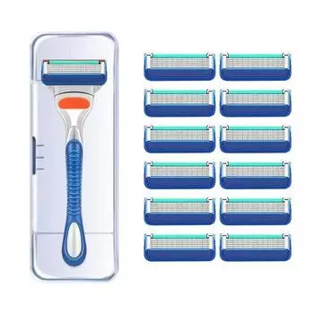 GP hypoallergenic multi-use 6-ply razor blades (12 pieces) + razor body (1 piece) Gillette Fusion Power compatible ,Korean razor blade