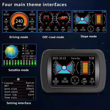 GPS Digital Car Speedometer A65 OBD GPS Head up Display Smart Obd2 HUD Gauges Auto Horizontal Slope Meter 4x4 Off-road Inclinome