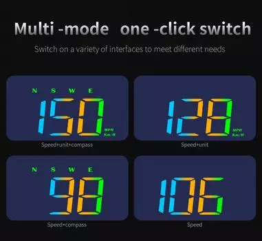 GPS HUD Car Speedometer Head Up Display KM/H Windshield Projection Compass Over-speed Alarm 5V Type C Powered By Color Display