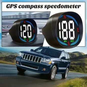 GPS-компас, спидометр, автомобильный дисплей, USB-соединение, Plug And Play, 2,7-дюймовый экран, измеритель скорости в милях в час, сигнализация о превышении скорости для всех транспортных средств чёрный