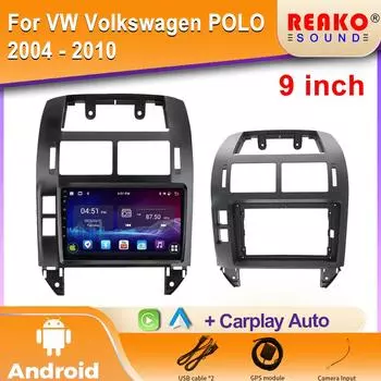GPS-навигация для VW Volkswagen POLO 2004 - 2010 Android Wireless Carplay Car Radio Stereo Multimedia Bluetooth Video Wifi 4 core 1GB+32GB carplay