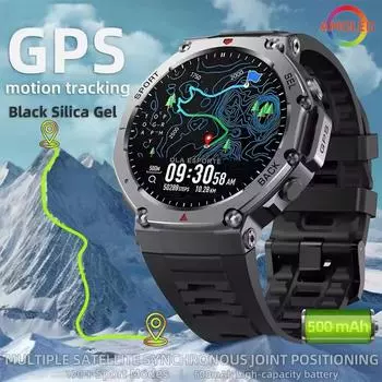 GPS Smart Watch AMOLED 5ATM Водонепроницаемый Встроенный Двухдиапазонный GNSS Компас Военные Спортивные Smartwatch Мужские 2025 Новинка