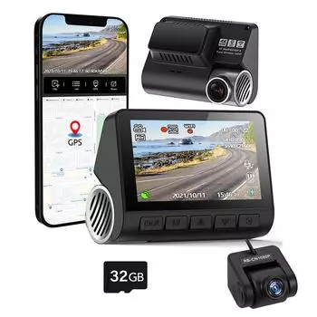 GPS-видеорегистратор, точка доступа 4G Wi-Fi, двухканальное отслеживание маршрута, автомобильный видеорегистратор 1080P, автомобильный видеорегистратор, широкоугольный объектив 170°, приложение WDR WiFi 32G чёрный