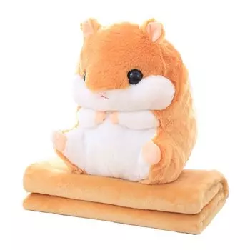 GPT плюшевый хомяк с холодным телом, успокаивающий светло-коричневый [Suitcase Company] Одеяло, защита, детская подушка, пушистая, игрушка, большая, мягкая, животное, светло-коричневого