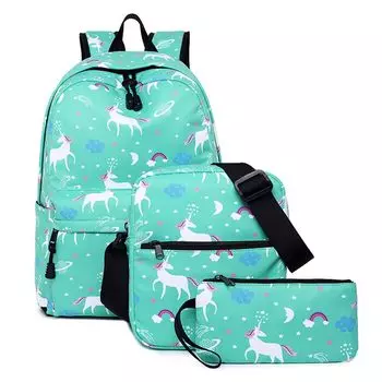 GPT рюкзак сумка через плечо сумка из 3 предметов комплект сумка-единорог сумка для детей и женщин экскурсионный школьный поход на открытом воздухе дорожный рюкзак сумка через плечо светло-зеленый светло-зеленый