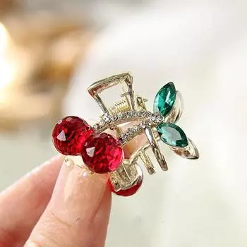 Grab Clip Korean Style Headwear Cherry Hair Claw Female Hair Accessories Rhinestone Hairpin B