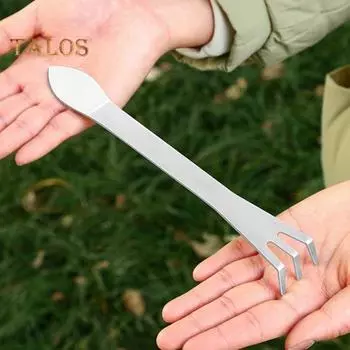Грабли для бонсай с 3 зубцами, нержавеющая сталь, грабли для корней с лопаткой, инструмент для разрыхления почвы, надавливания и поддевания для горшечных растений из деревьев бонсай серебряный