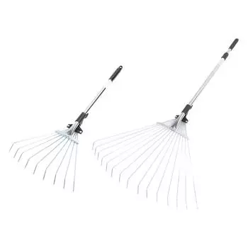 Грабли для листьев регулируемые выдвижные раздвижные из нержавеющей стали металлические садовые инструменты для газона и двора 9 Teeth