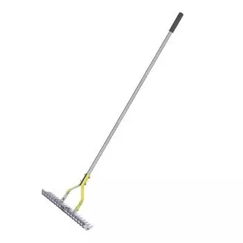 Грабли для соломы шириной 15 дюймов из нержавеющей стали, высокоэффективные эргономичные грабли для сухой травы и опавших листьев