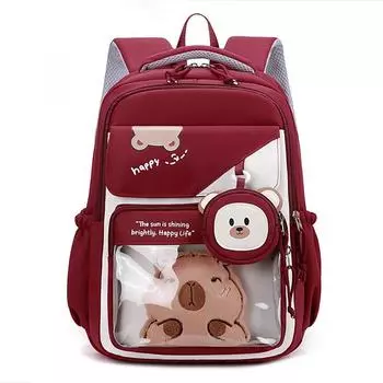 Grade 3-5-6 Student Schoolbag Women s Large Capacity Backpack Cartoon Printed Backpack красный