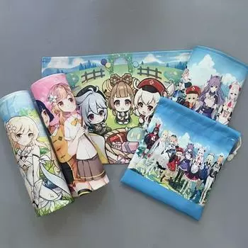 Grade One Primary School Student Cotton and Linen Placemat Waterproof Oil-Proof Lunch Table Mat 40 * 60cm Heat Proof Mat Artistic Tablecloth Original God pattern random hair 45*30cm