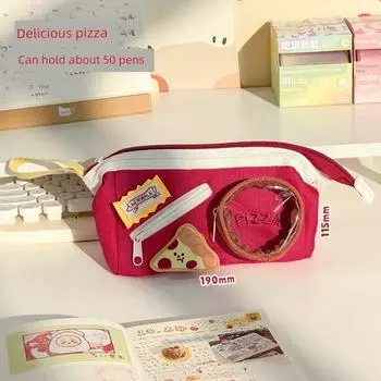 Grade Three Class Two Bar Pencil Case Good-looking Contrast Color Stationery Box Only for Pupils Large Capacity Pencil Case for Girls Delicious pizza