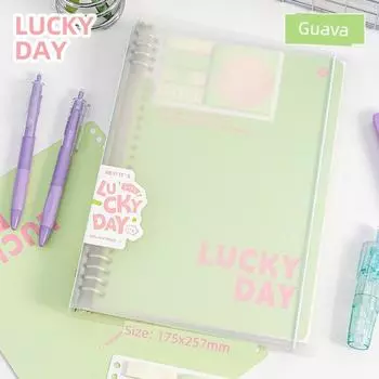 Grade Three Class Two Blush Note Loose Spiral Notebook Contrast Color Student Good-looking Removable Notebook for Correction Strap Notebook Guava
