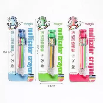 Grade Three Class Two Creative Multi-Functional Press 8-Color Crayon Washable Oil Painting Stick Elementary School Student Color Drawing Brush 8 color press crayon